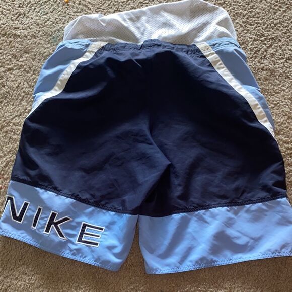 Vtg Nike Swim Shorts Blue White Trunks Used - Picture 2 of 2
